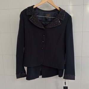 Tahari Luxe black Skirt Suit size 14 NWT